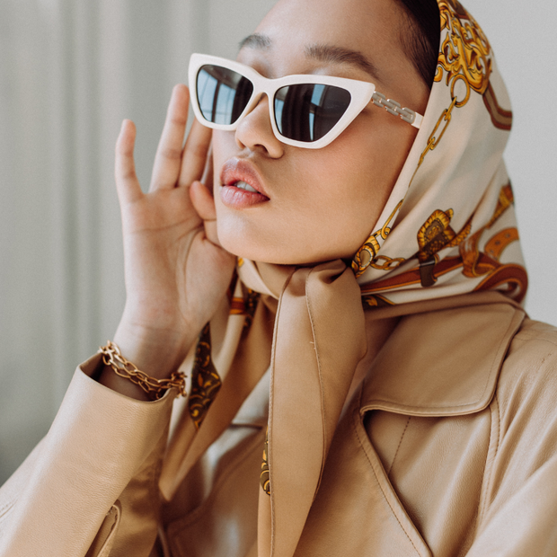 Model wearing a scarf
